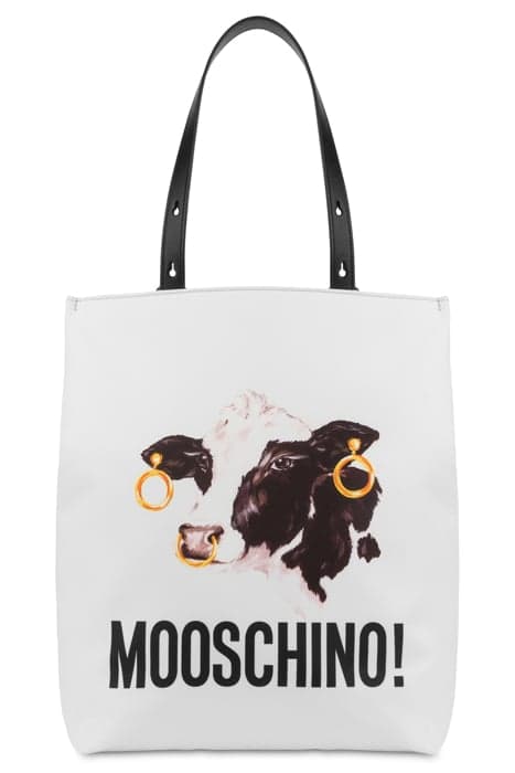 MOSCHINO COW NYLON SHOPPER WHITE by Moschino