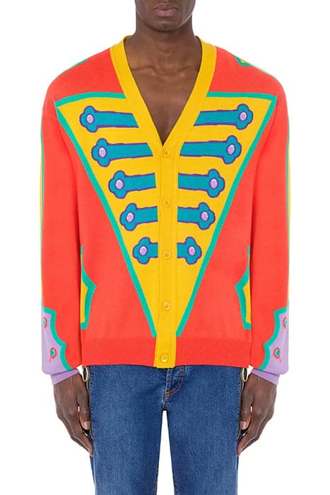 TROMPE L'ŒIL WOOL CARDIGAN MULTICOLOR by Moschino