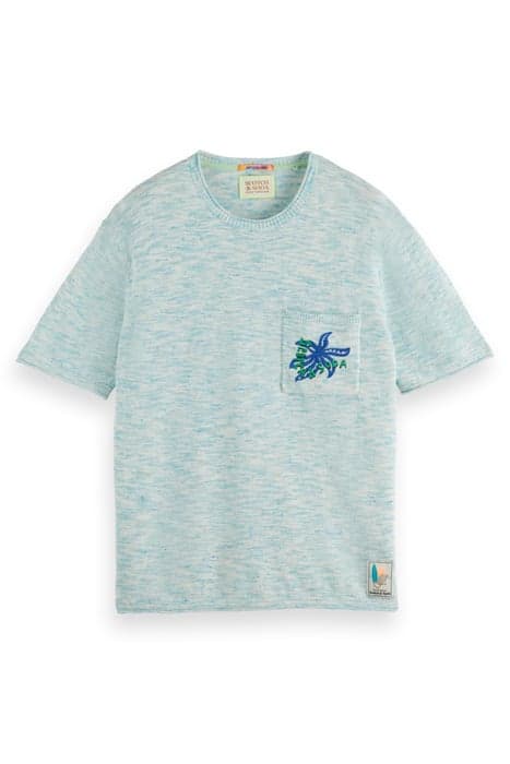 SHORT-SLEEVED KNITTED TEE WASHED NEON BLUE by Scotch & Soda