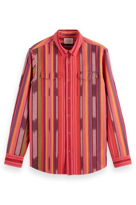 SPACE DYE STRIPE SHIRT PINK IKAT by Scotch & Soda