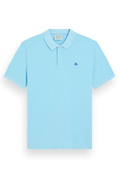 GARMENT DYED PIQUE POLO WASHED NEON BLUE by Scotch & Soda