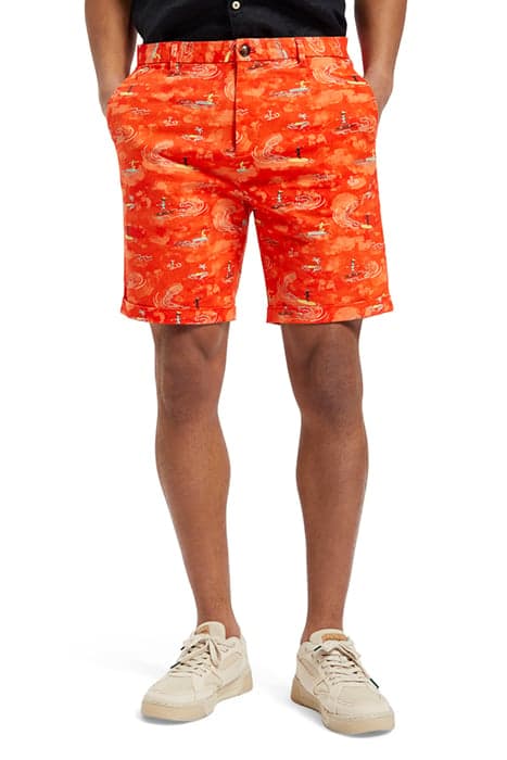 STUART- PRINTED STRETCH-COTTON SURFER BOAT RED AOP by Scotch & Soda