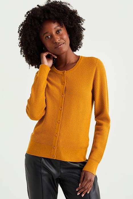 KNITTED CARDIGAN MUSTARD YELLOW by WE Fashion