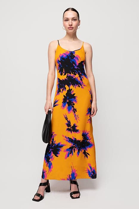 FLORAL SLIP DRESS ORANGE / BLACK / COBALT by Vanilia