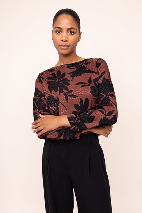 FLORAL STRONG SHOULDER CHOCOLATE FONDANT / BLACK by Vanilia