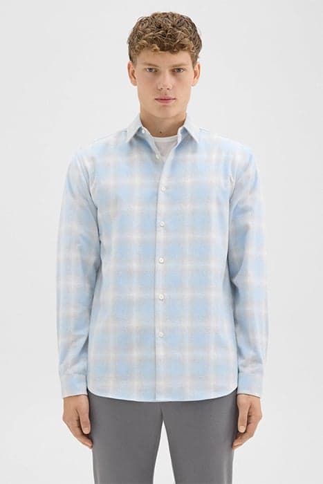 IRVING SHIRT IN COTTON-BLEND FLANNEL BLUE MULTI by THEORY