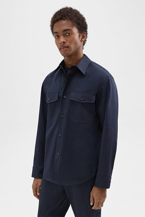 GARVIN SHIRT JACKET IN ORGANIC COTTON BALTIC by THEORY