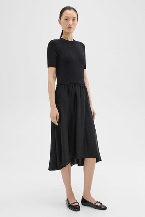 WOOL-VISCOSE COMBO DRESS BLACK/BLACK by THEORY