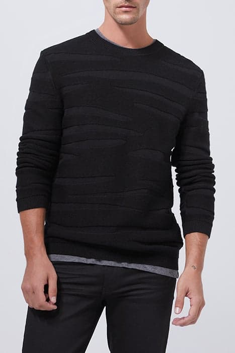 BLACK ZEBRA-STRIPE JACQUARD KNIT SWEATER BLACK by IKKS