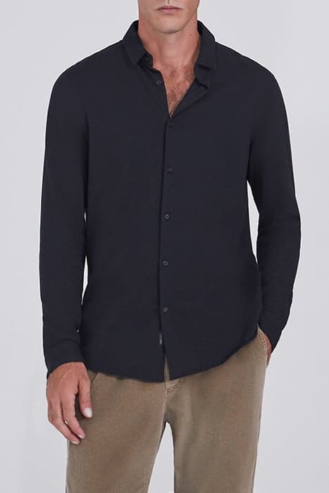 BLACK ORGANIC PIQUE KNIT REGULAR SHIRT BLACK by IKKS