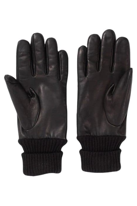 BLACK GLOVES WITH RIBBED TURN-UPS BLACK by IKKS