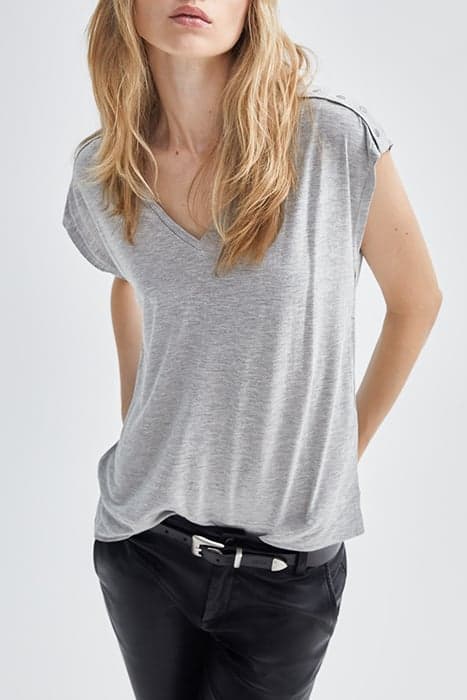 GREY MARL LUREX T-SHIRT WITH STUDDED SHOULDERS GREY by IKKS