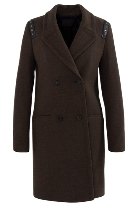 KHAKI WOOL FABRIC STUDDED STRAIGHT COAT KHAKI by IKKS