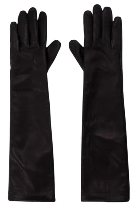 BLACK LEATHER LONG GLOVES BLACK by IKKS