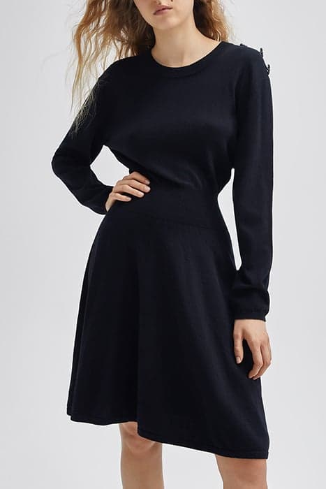 BLACK SWEATER DRESS WITH DIAMANTE BUTTONS BLACK by IKKS