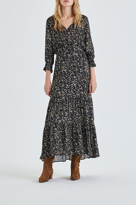 BLACK FUSAIN PRINT LONG DRESS BLACK by IKKS