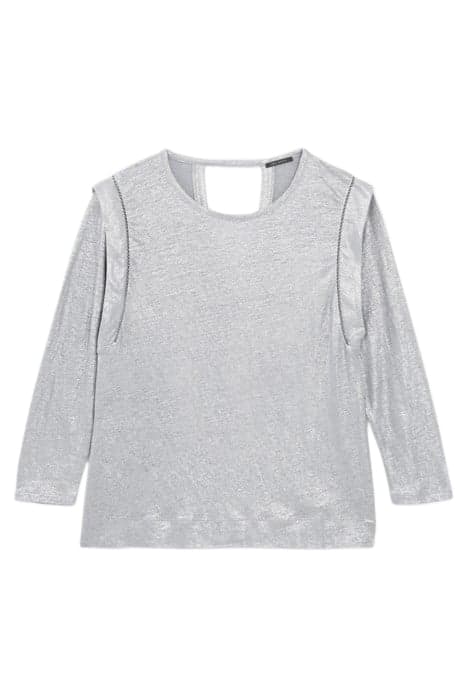 MOTTLED GREY LINEN T-SHIRT WITH BEADED COLLAR GREY by IKKS