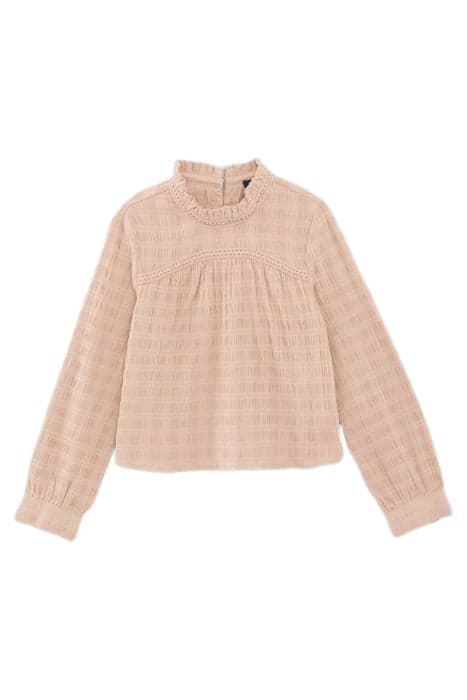 GIRLS’ PINK WAFFLE BLOUSE WITH TULLE COLLAR BLUSH by IKKS