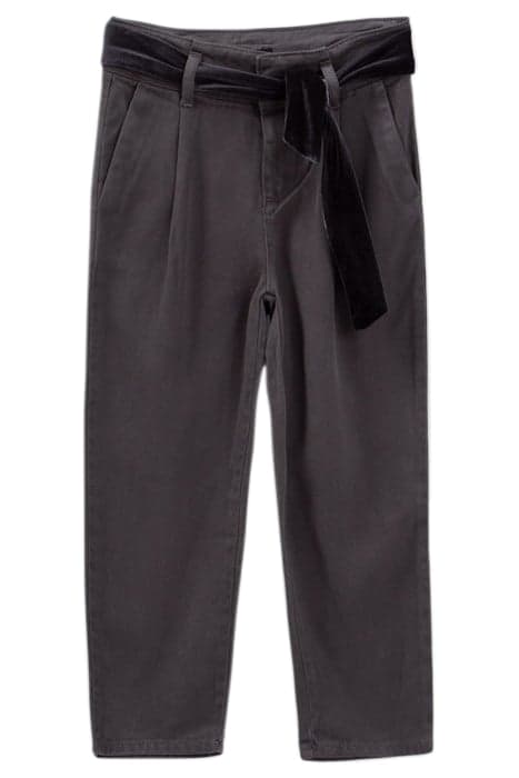 GIRLS’ GREY FLOWING LYOCELL® TROUSERS, VELVET WAISTBAND GREY by IKKS