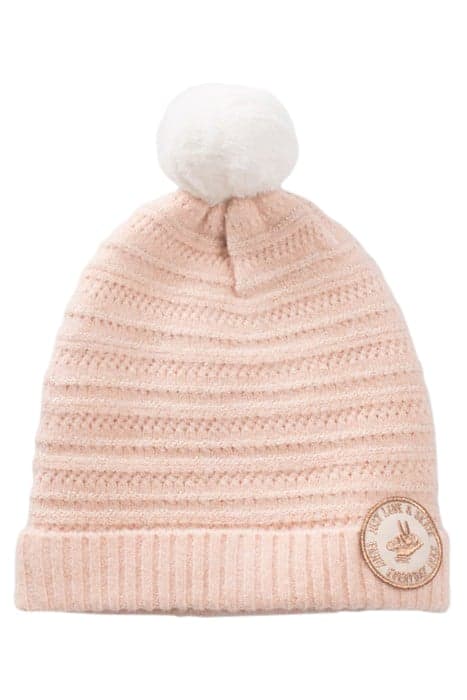 GIRLS’ PINK DECORATIVE LUREX KNIT BEANIE WITH BRONZE BADGE P by IKKS