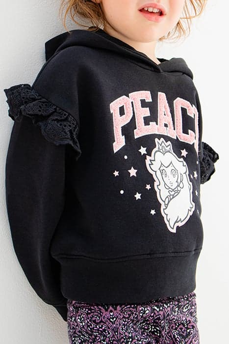 GIRLS’ BLACK PRINCESS PEACH HOODIE WITH PEACH IMAGE BLACK by IKKS