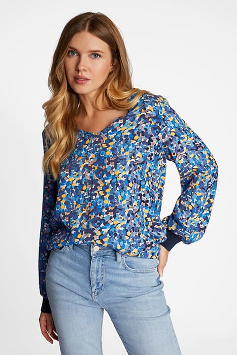 PRINTED V-NECK BLOUSE GRS MIDNIGHT BLUE by Rich & Royal