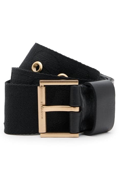 AS WEBBING BELT BLACK/WARM BRASS by AllSaints