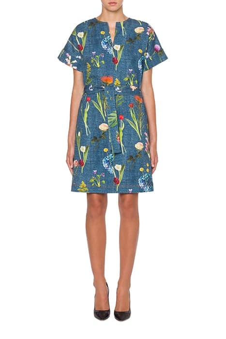 BOTANIC PRINT DENIM DRESS BLUE by Moschino