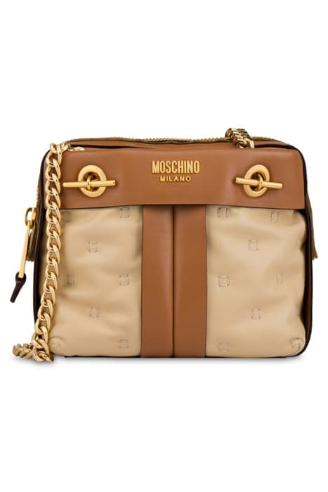 INSIDE OUT NAPPA SHOULDER BAG BEIGE by Moschino