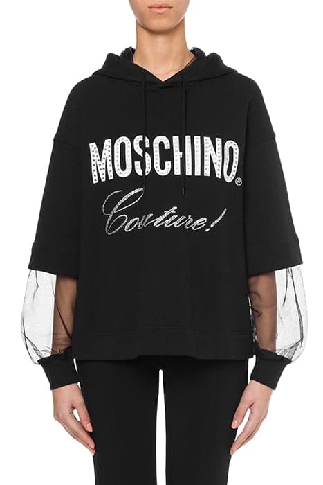 CRYSTAL LOGO COTTON SWEATSHIRT BLACK by Moschino