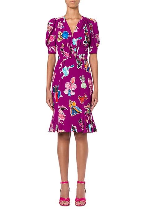 FASHION SKETCHES GEORGETTE DRESS PURPLE by Moschino