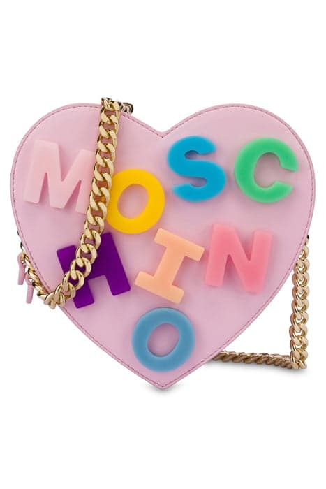 MULTICOLOR LETTERS HEART BAG PINK by Moschino