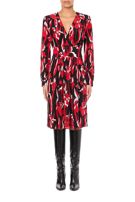 IRIS PRINT CRÊPE DE CHINE DRESS BLACK by Moschino