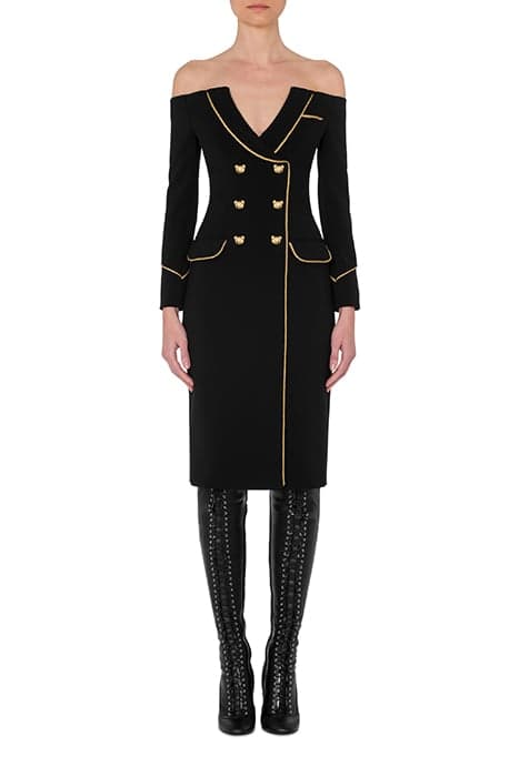 TEDDY BUTTONS CREPE DRESS BLACK by Moschino