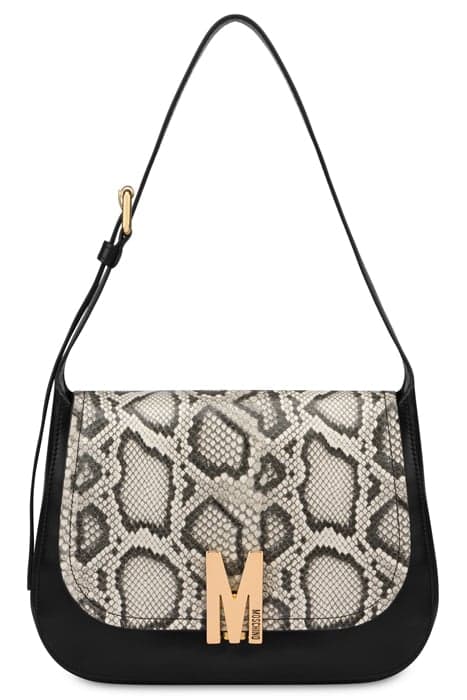 HOBO M BAG IN PYTHON PRINT CALFSKIN BLACK by Moschino