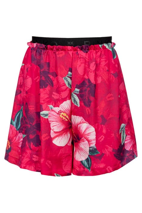 SFRONTATO SHORTS SATIN STAMPA HIBISCUS CON ELASTICO LOGATO F by PINKO