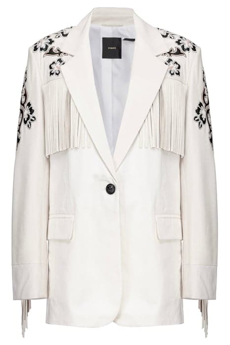 ECCENTRICO GIACCA PELLE RICAMATA CON FRANGE SILK WHITE by PINKO