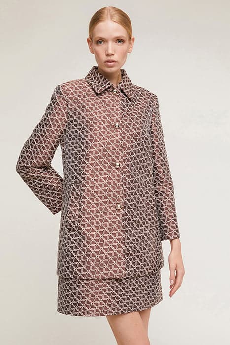 DOUBLE LOVE PATTERNED JACQUARD COAT NATURAL by Motivi