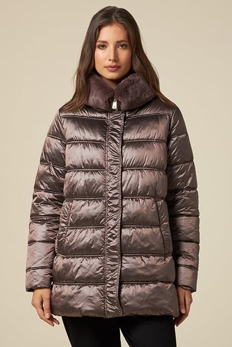 Down jacket with fur effect collar by Oltre