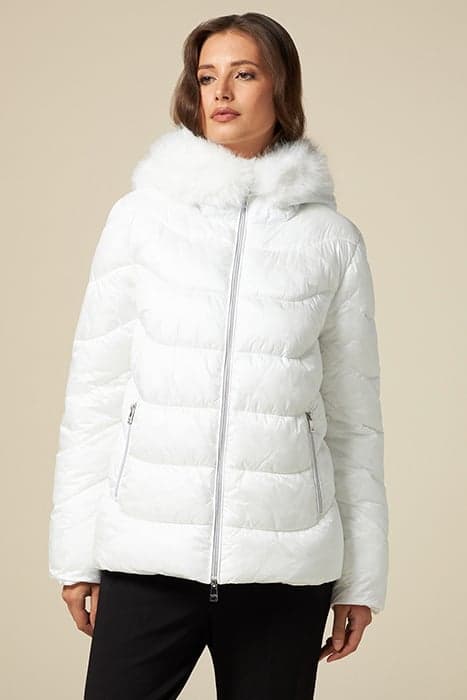 DOWN JACKET WITH FAUX FUR COLLAR WHITE by Oltre