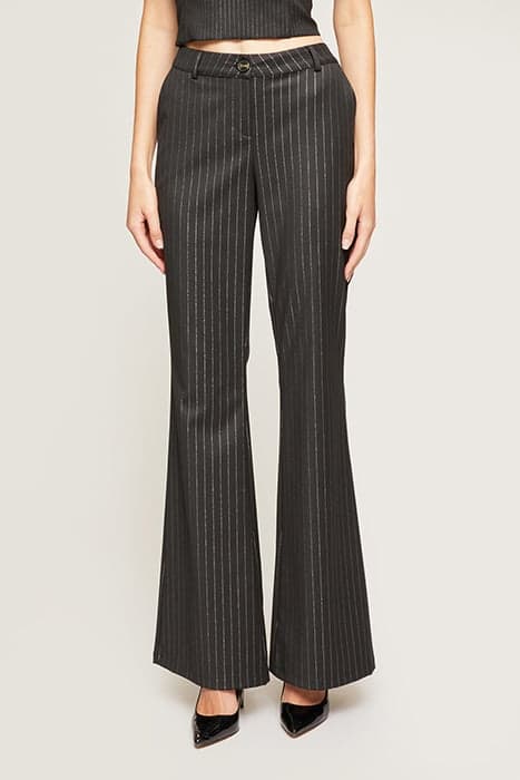 LUREX PINSTRIPED FLARED TROUSERS BLACK by Motivi