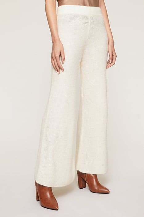 ALPACA BLEND KNIT PALAZZO TROUSERS WHITE by Motivi