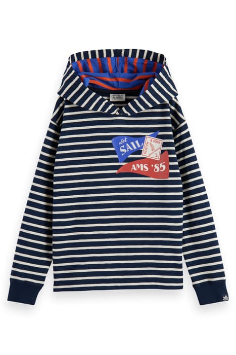 LONG-SLEEVED T-SHIRT WITH HOODIE NIGHT STRIPE by Scotch & Soda