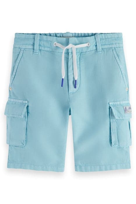 LONGER-LENGTH - GARMENT-DYED COTTON LINEN CARGO SHORTS BLUE  by Scotch & Soda