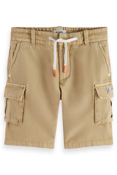 LONGER-LENGTH - GARMENT-DYED COTTON LINEN CARGO SHORTS SAND by Scotch & Soda