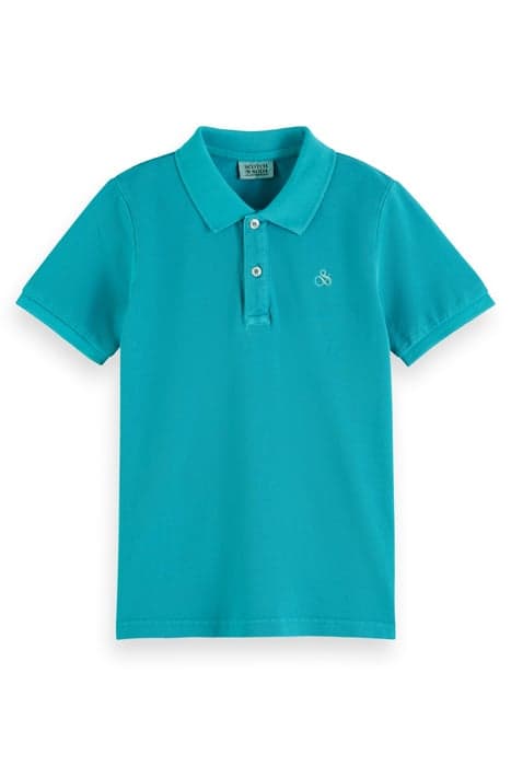 GARMENT-DYED SHORT-SLEEVED PIQUE POLO SURF BLUE by Scotch & Soda