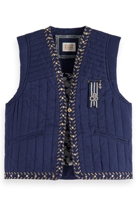 LIGHTLY PADDED EMBROIDERED GILET ANCHOR FLORAL NIGHT by Scotch & Soda