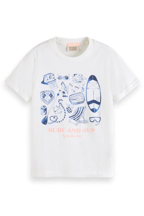 ROLLED SLEEVE ARTWORK REGULAR-FIT T-SHIRT OFF WHITE by Scotch & Soda