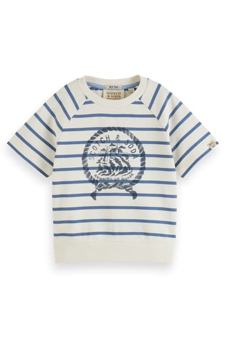 SHORT SLEEVED PRINTED FASHION FIT SWEAT TOP BLUE STRIPE by Scotch & Soda