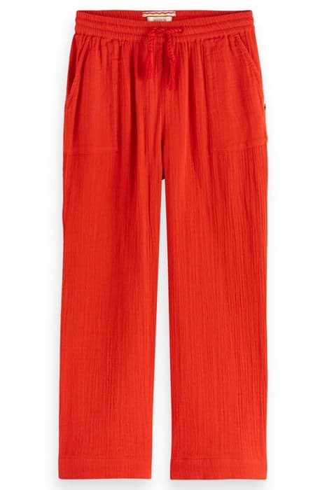 STRAIGHT LEG CRINKLE COTTON PANTS LOBSTER RED by Scotch & Soda